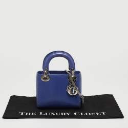 Pre Owned Dior Blue Python Mini Lady Dior Tote