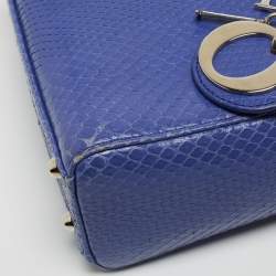Pre Owned Dior Blue Python Mini Lady Dior Tote