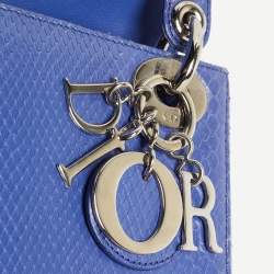 Pre Owned Dior Blue Python Mini Lady Dior Tote