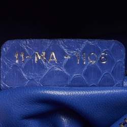 Pre Owned Dior Blue Python Mini Lady Dior Tote