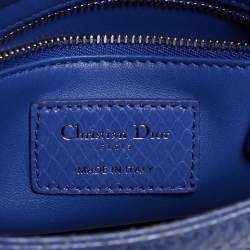 Pre Owned Dior Blue Python Mini Lady Dior Tote