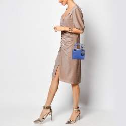 Pre Owned Dior Blue Python Mini Lady Dior Tote