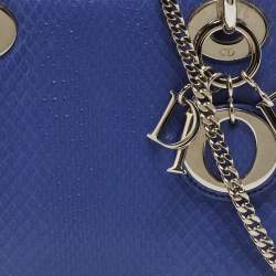 Pre Owned Dior Blue Python Mini Lady Dior Tote