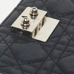 Pre Owned Dior Navy Blue Shimmer Cannage Leather Mini Miss Dior Bag