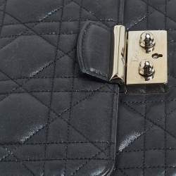 Pre Owned Dior Navy Blue Shimmer Cannage Leather Mini Miss Dior Bag