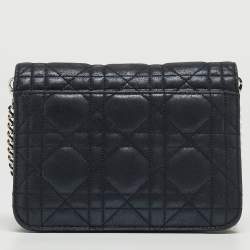Pre Owned Dior Navy Blue Shimmer Cannage Leather Mini Miss Dior Bag