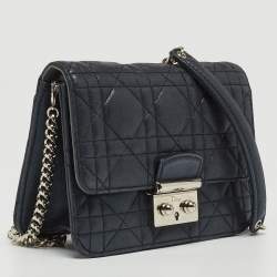 Pre Owned Dior Navy Blue Shimmer Cannage Leather Mini Miss Dior Bag
