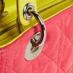 Pre Owned Dior Tri Color Leather Medium Lady Dior Tote Bag