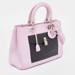 Pre Owned Dior Lilac/Black Leather Large Diorissimo Pocket Tote