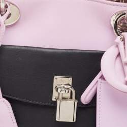 Pre Owned Dior Lilac/Black Leather Large Diorissimo Pocket Tote