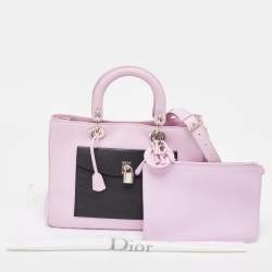 Pre Owned Dior Lilac/Black Leather Large Diorissimo Pocket Tote