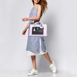 Pre Owned Dior Lilac/Black Leather Large Diorissimo Pocket Tote