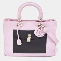 Pre Owned Dior Lilac/Black Leather Large Diorissimo Pocket Tote