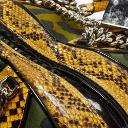 Pre Owned Dior Multicolor Animal Print Canvas And Python Gambler Dice Bowling Bag