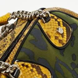Pre Owned Dior Multicolor Animal Print Canvas And Python Gambler Dice Bowling Bag