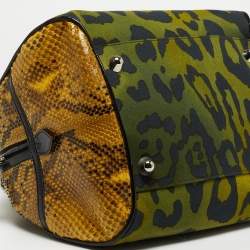 Pre Owned Dior Multicolor Animal Print Canvas And Python Gambler Dice Bowling Bag
