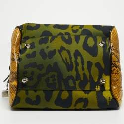 Pre Owned Dior Multicolor Animal Print Canvas And Python Gambler Dice Bowling Bag