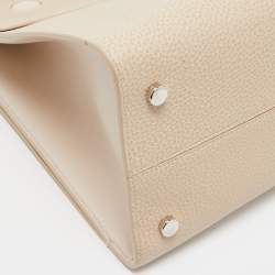 Pre Owned Dior Two Tone Beige Leather Large Diorever Top Handle Bag