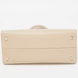 Pre Owned Dior Two Tone Beige Leather Large Diorever Top Handle Bag