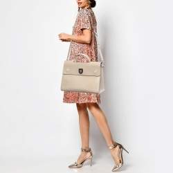 Pre Owned Dior Two Tone Beige Leather Large Diorever Top Handle Bag