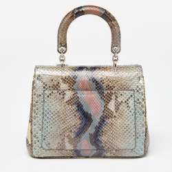 Pre Owned Dior Multicolor Python Small Be Dior Flap Top Handle Bag