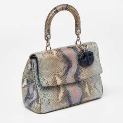 Pre Owned Dior Multicolor Python Small Be Dior Flap Top Handle Bag