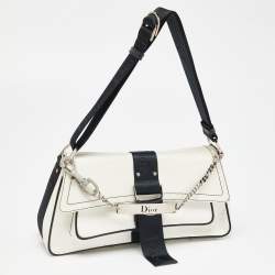 Pre Owned Dior White/Black Coated Canvas Hardcore Shoulder Bag