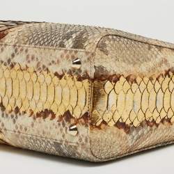 Pre Owned Dior Gold/Beige Python Large Lady Dior Tote