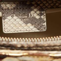 Pre Owned Dior Gold/Beige Python Large Lady Dior Tote