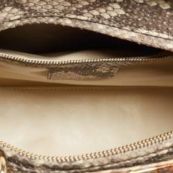 Pre Owned Dior Gold/Beige Python Large Lady Dior Tote