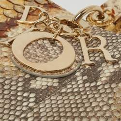 Pre Owned Dior Gold/Beige Python Large Lady Dior Tote