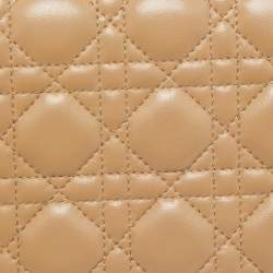 Pre Owned Dior Beige Cannage Quilted Leather Lady Dior Chain Clutch