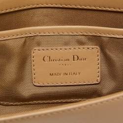 Pre Owned Dior Beige Cannage Quilted Leather Lady Dior Chain Clutch