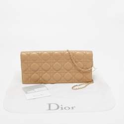 Pre Owned Dior Beige Cannage Quilted Leather Lady Dior Chain Clutch