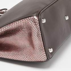 Pre Owned Dior Dark Burgundy/Pink Leather and Python Medium Diorissimo Tote