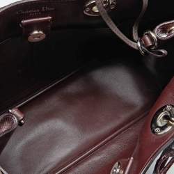 Pre Owned Dior Dark Burgundy/Pink Leather and Python Medium Diorissimo Tote
