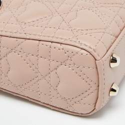 Dior Dusty Pink Cannage Leather Micro Lady Dior Heart Motif Bag