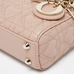 Dior Dusty Pink Cannage Leather Micro Lady Dior Heart Motif Bag