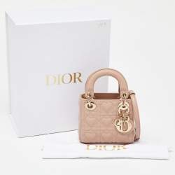 Dior Dusty Pink Cannage Leather Micro Lady Dior Heart Motif Bag