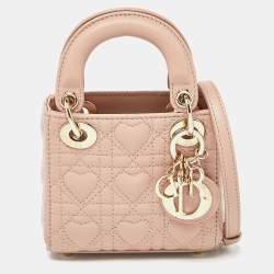 Dior Dusty Pink Cannage Leather Micro Lady Dior Heart Motif Bag