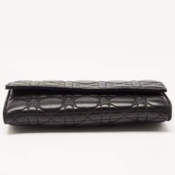 Dior Black Cannage Leather Lady Dior Wallet on Chain