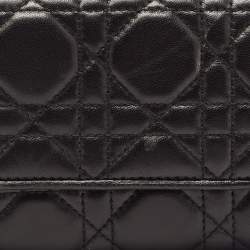 Dior Black Cannage Leather Lady Dior Wallet on Chain