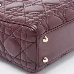 Dior Burgundy Cannage Leather Mini Lady Dior Tote