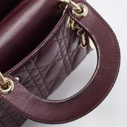 Dior Burgundy Cannage Leather Mini Lady Dior Tote