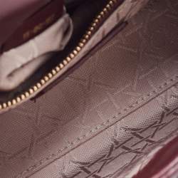 Dior Burgundy Cannage Leather Mini Lady Dior Tote
