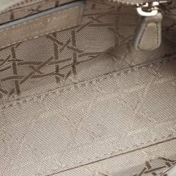 Pre Owned Dior Grey Shimmering Leather Mini Chain Lady Dior Tote