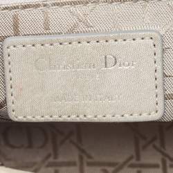 Pre Owned Dior Grey Shimmering Leather Mini Chain Lady Dior Tote