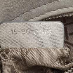 Pre Owned Dior Grey Shimmering Leather Mini Chain Lady Dior Tote