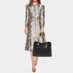 Pre Owned Dior Black Cannage Patent Leather Large Soft Lady Dior Shopper Tote