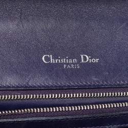 Dior Ombre Silver Microcannage Patent Leather Medium Diorama Flap Shoulder Bag